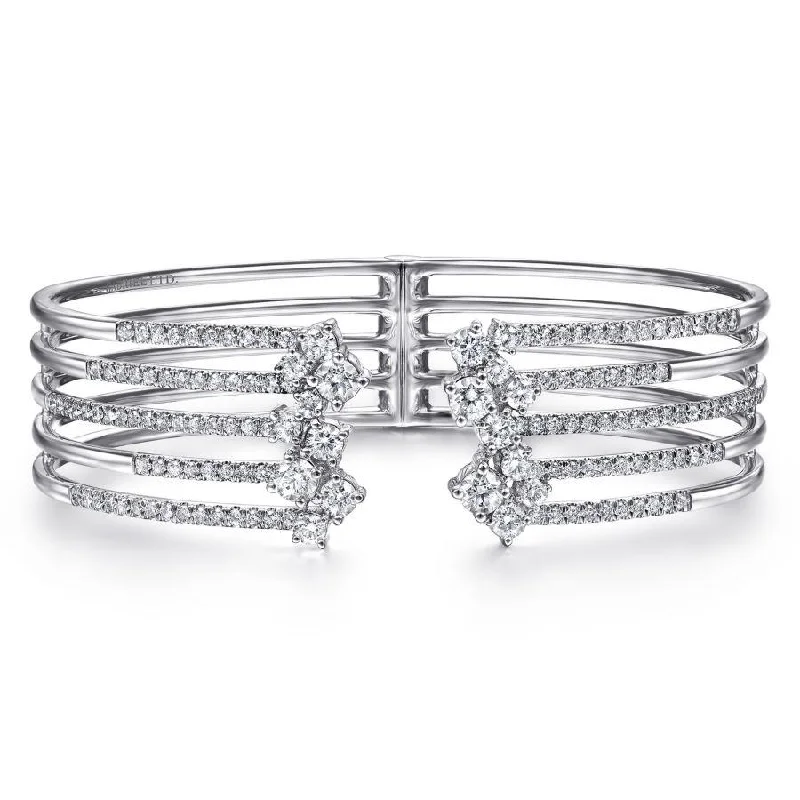 Star Bangles-Gabriel & Co. - BG4365-65W84JJ - 18K White Gold Diamond Bangle