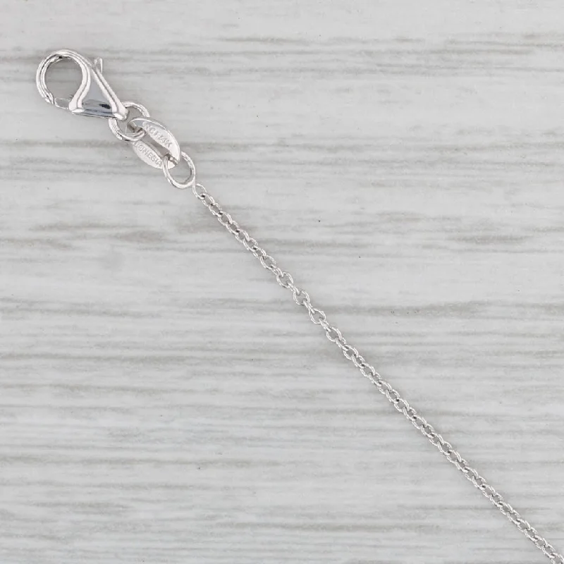 Handcrafted Gemstone Necklaces-New Adjustable Cable Chain Necklace 14k White Gold 16-18" 1.1mm