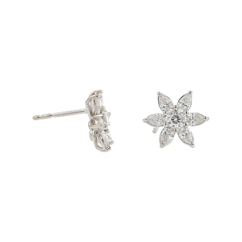 Sparkling Earrings-18K White Gold Stelle Diamond Stud Earrings