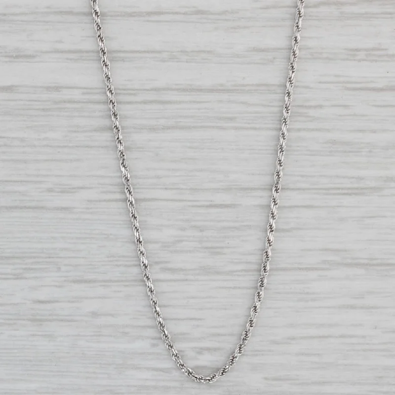 Designer Necklaces-Rope Chain Necklace 14k White Gold 19" 1.1mm