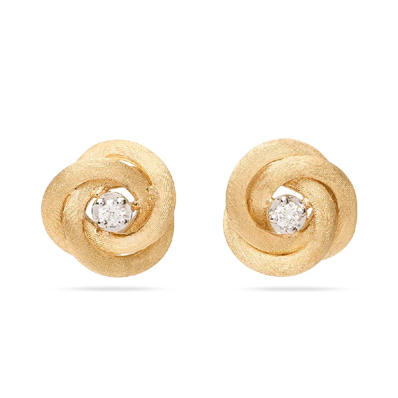 Elegant Earrings-Jaipur Gold Floral Diamond Stud Earrings