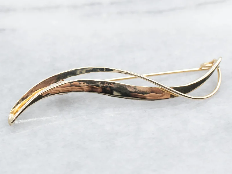 Modern Brooch-Free Formed Gold Brooch