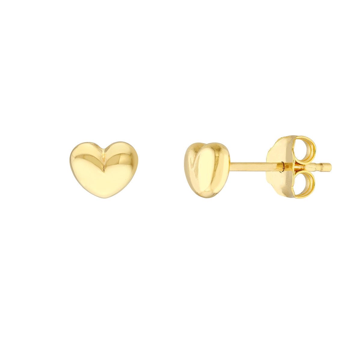 Hoop Earrings-Gold Puffy Heart Stud