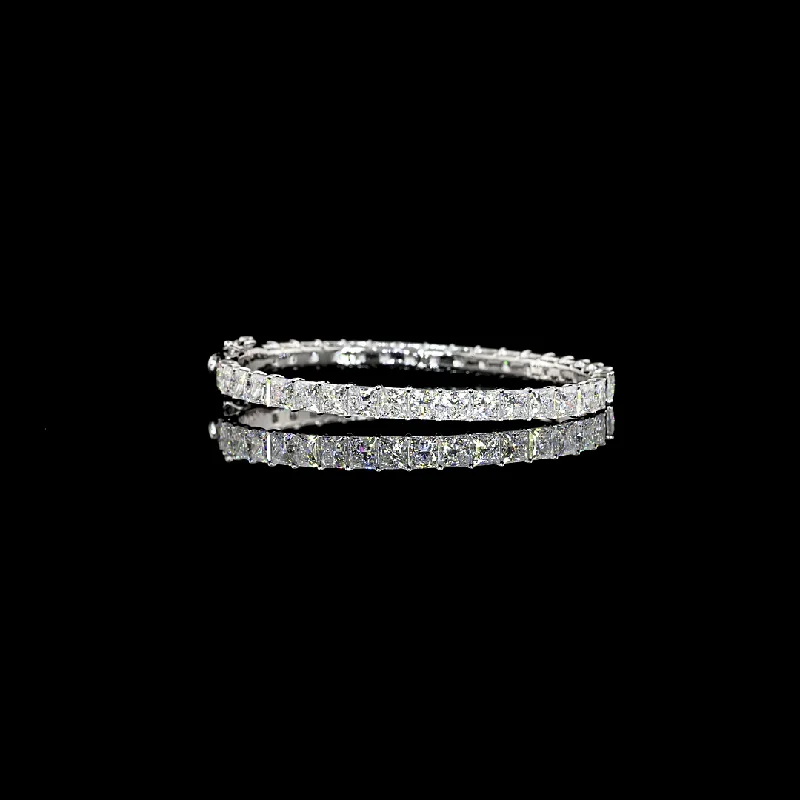 Smooth Bangles-14K White Gold Princess Cut Lab Grown Diamond Bangle Bracelet BC996