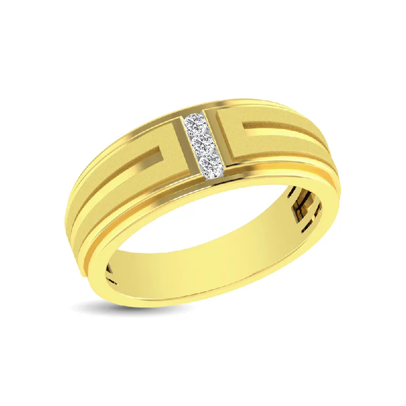 Twist Rings-10K Yellow Gold 1/10 Ct.Tw. Diamond Men's Ring