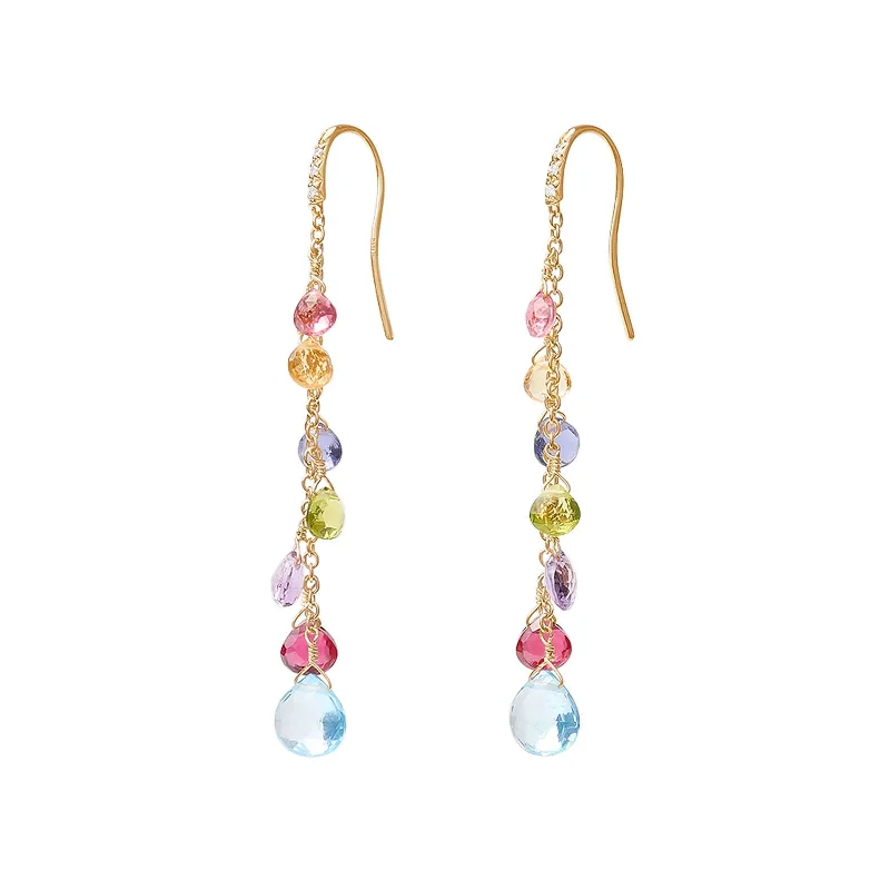 Custom Earrings-Paradise Gemstone Drop Earrings with Diamonds