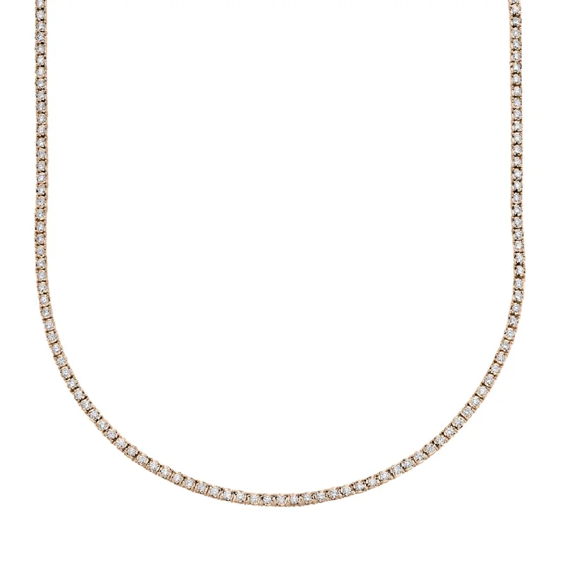 Thick Chain Necklaces-14K Rose Gold Diamond Small Tennis Necklace