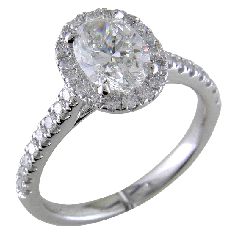 Promise Rings-Oval Brilliant 1.30 carat Forevermark Halo Engagement Ring Platinum