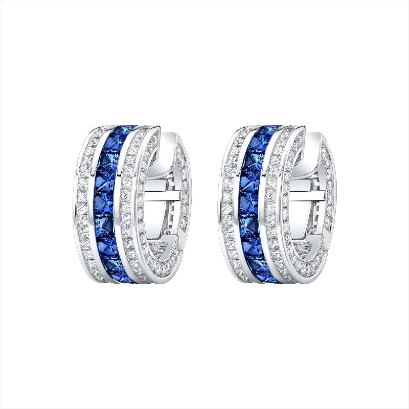 Small Hoop Earrings-Masterpiece Sapphire and Diamond Clutch Earrings