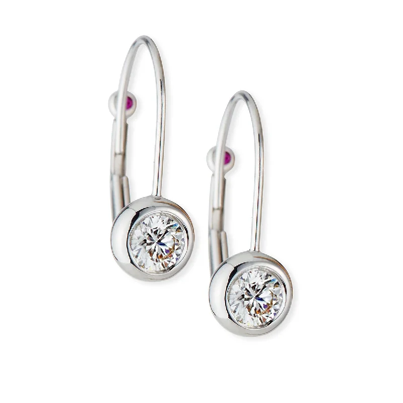 Lightweight Earrings-18K Diamond Bezel Drop Earrings