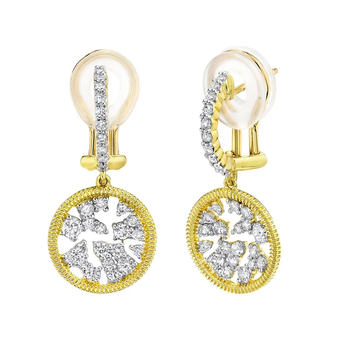 Blue Earrings-18k Yellow Gold Diamond Celestial Drop Earrings