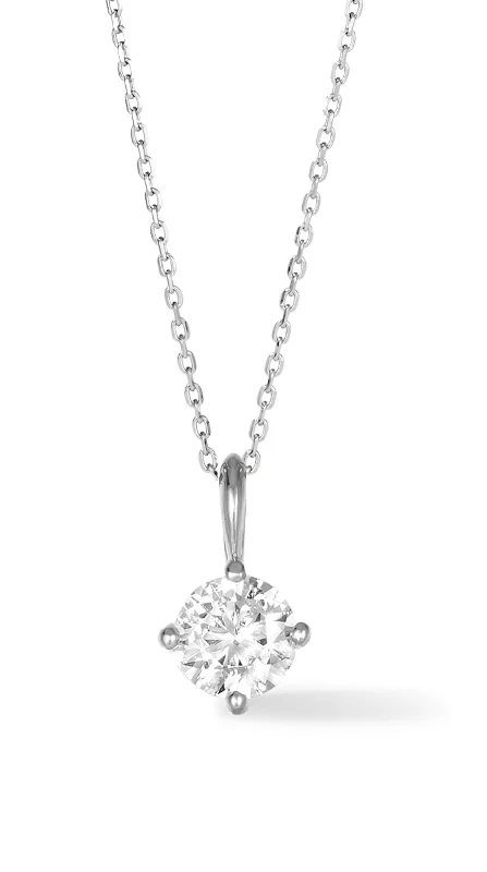 Silver Chain Necklaces-1/3 Carat Diamond Solitaire Necklace