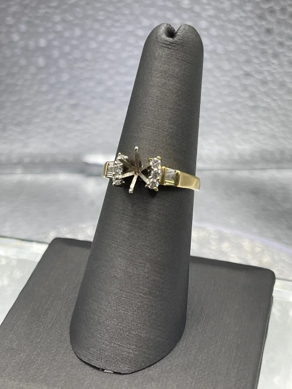 Designer Rings-Ladies 14 Karat Solid Yellow Gold Diamond Remount