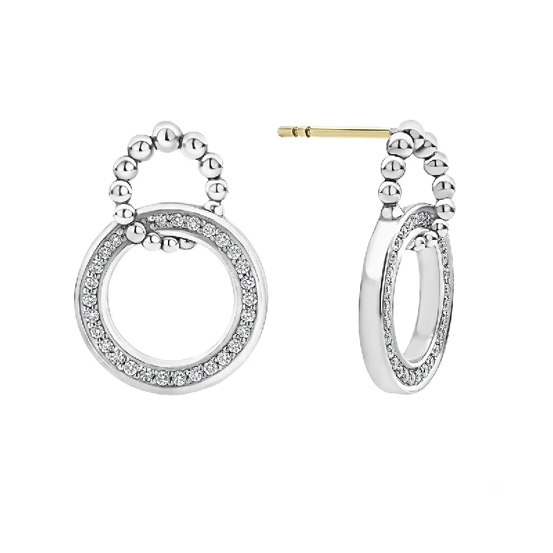 Festival Stud Earrings-Double Circle Diamond Caviar Earrings