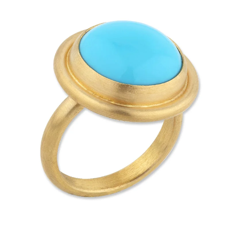 Wedding Band Rings-Lika Behar 22k Gold "Sloane" Sleeping Beauty Turquoise Ring