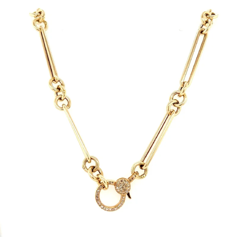 Fashionable Necklaces-14k Yellow Gold Chain with Diamond Lobster Clasp Necklace