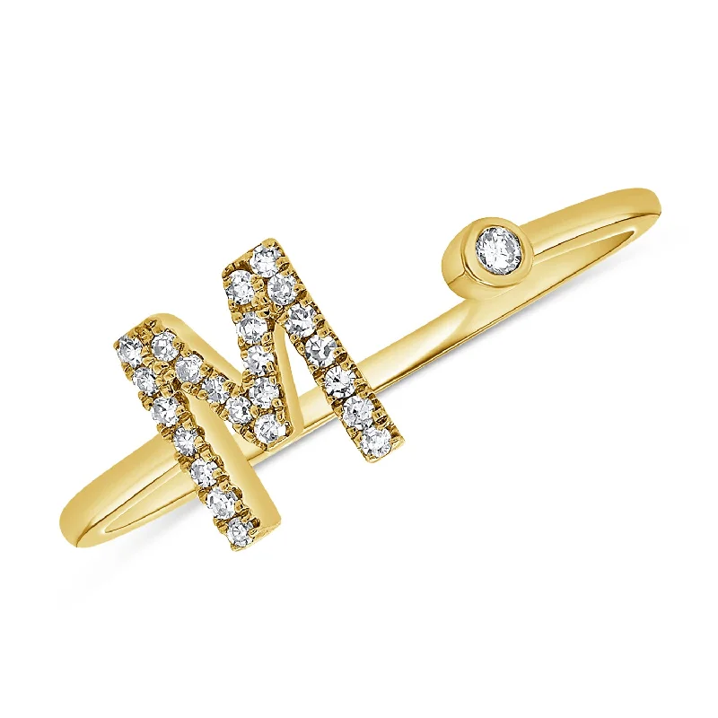 Bold Rings-Diamond Initial 'M' Open Ring in 14K Gold