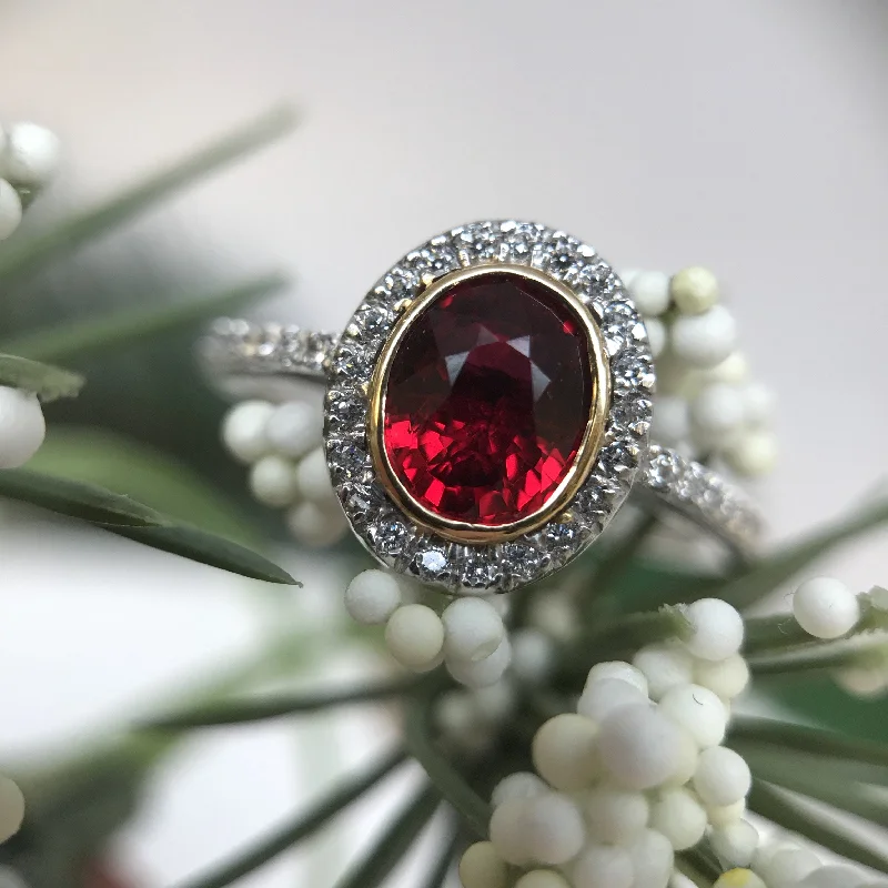 Stacked Rings-Ruby Halo