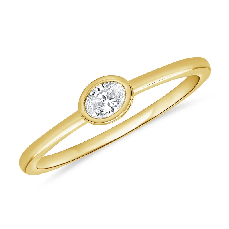 Statement Wedding Bands-Oval Shaped Diamond Solitaire Ring