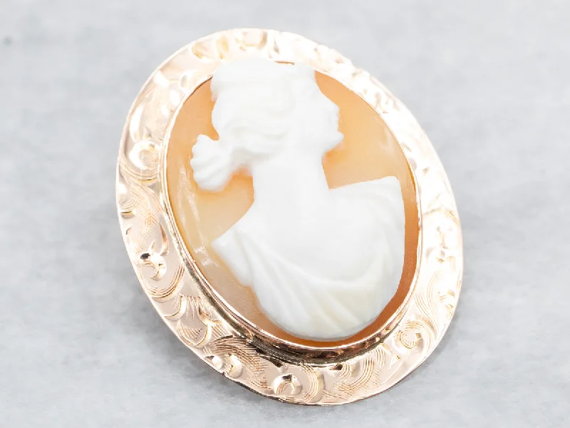 Heart Brooch-Vintage Gold Cameo Brooch or Pendant