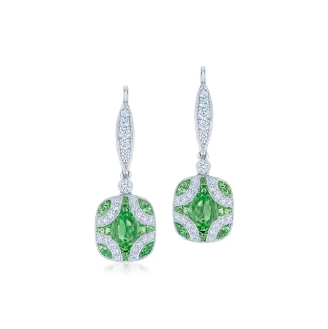 Modern Earrings-KWIAT Argyle Collection Tsavorite Garnet and Diamond Earrings E-28441-0-TSADIA-18KW