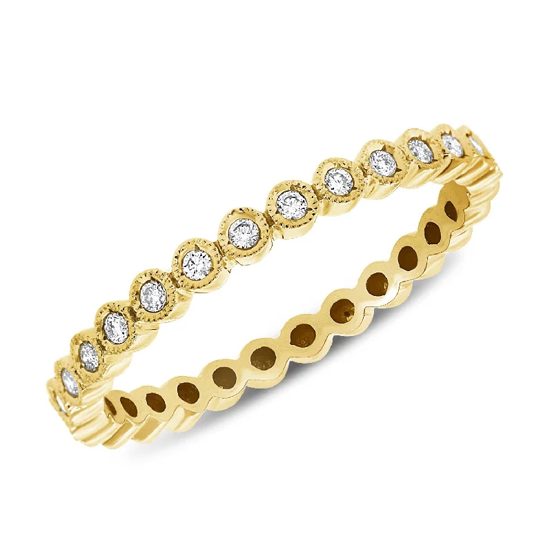 Narrow Band Rings-Delicate Milgrain Diamond Eternity Ring in 14K Gold