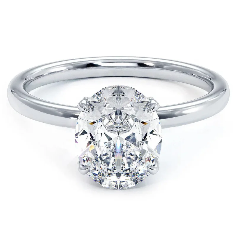 Men's Signet Rings-Radiant Oval-Cut Lab-Grown Diamond Engagement Ring in 14K White Gold