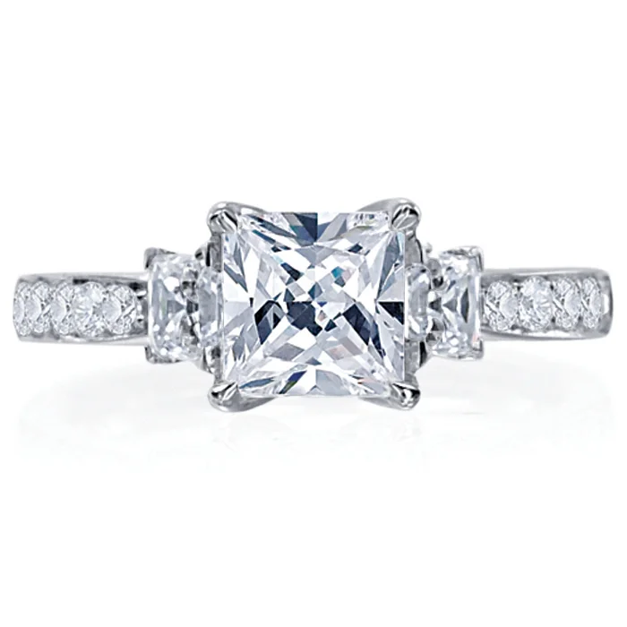 Wide Band Rings-Mirabeau Princess Asscher Diamond 18K White Gold Engagement Ring