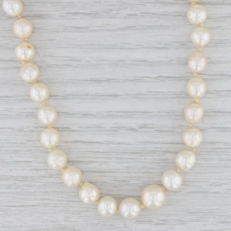 Statement Gemstone Necklaces-Graduated Cultured Pearl Strand Necklace 14k White Gold Clasp 15.5"