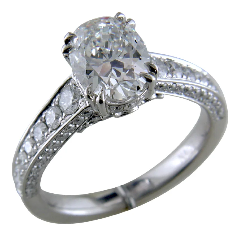 Crystal Rings-Oval Brilliant 2 Carat Diamond Platinum Engagement Ring