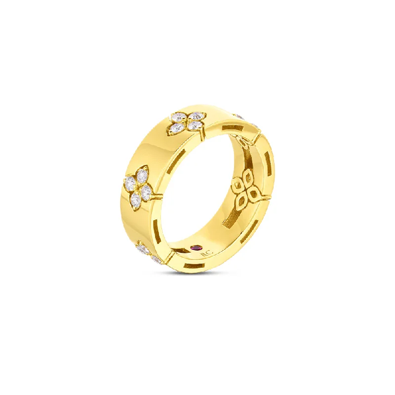 Bridal Rings-Roberto Coin 18k Yellow Gold Medium Width Verona Diamond Band 8882968AY65X