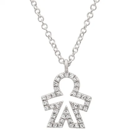 Thick Necklaces-14k White Gold Diamond Boy Necklace