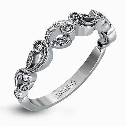 Artistic Rings-Simon G. Delicate Antique Milgrain Vintage Explorer Diamond Ring Band TR473