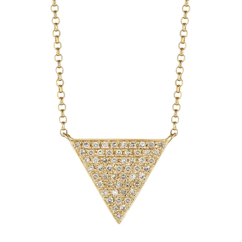 Large Gemstone Necklaces-14K Yellow Gold Triangle Necklace