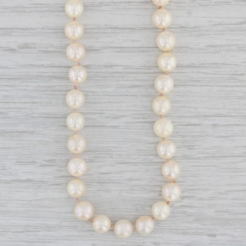 Personalized Necklaces-White Cultured Pearl Bead Strand Necklace 14k Gold Clasp 17.5"