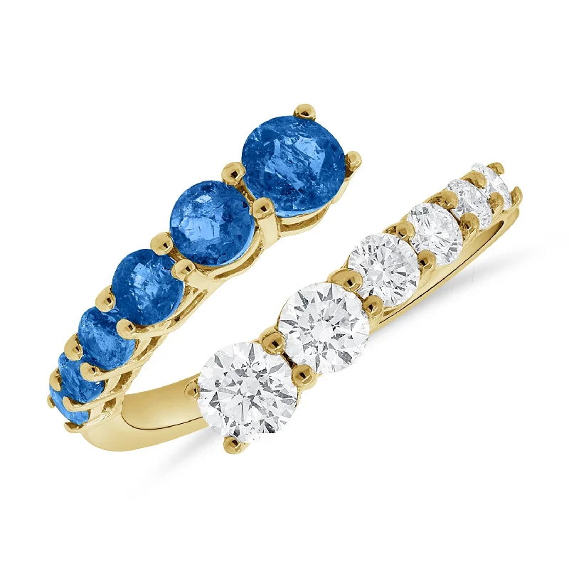 Antique Wedding Bands-Captivating Wrap Ring with 2.09 Carats of Sapphires and Diamonds