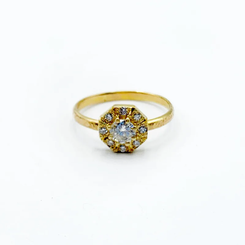 Chunky Gold Rings-Gold and Diamonds Hexagon