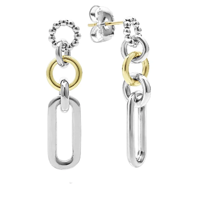 Swarovski Earrings-Two Tone Link Drop Earrings