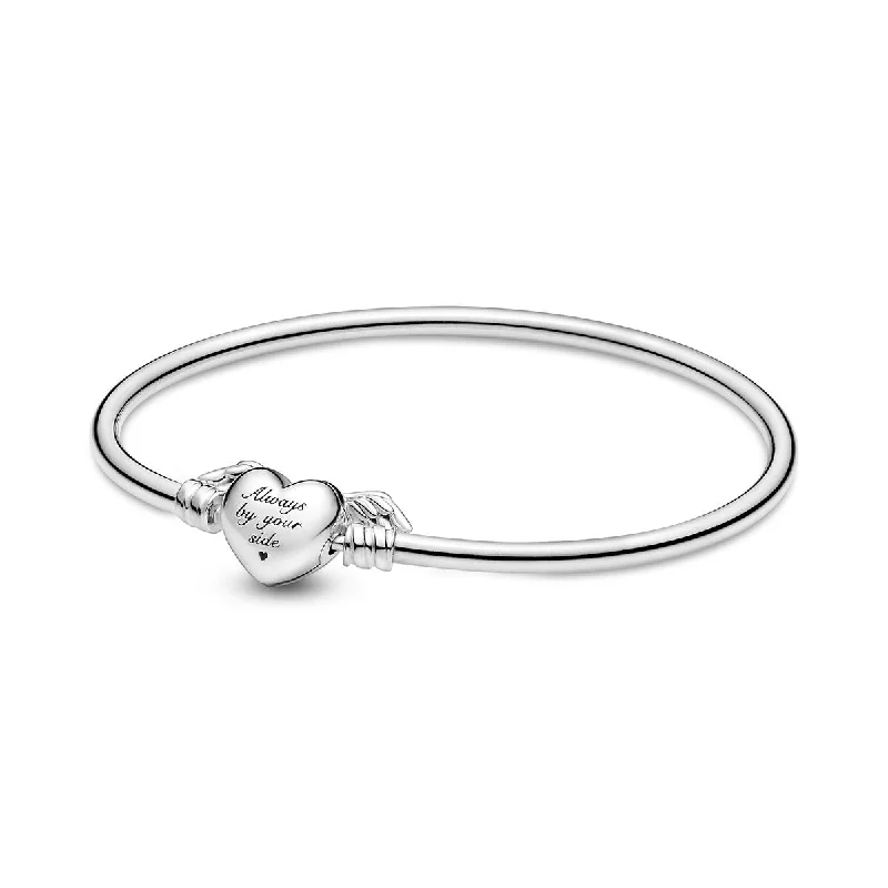 Rose Gold Bangles-Pandora Moments Winged Heart Bangle 599379C00