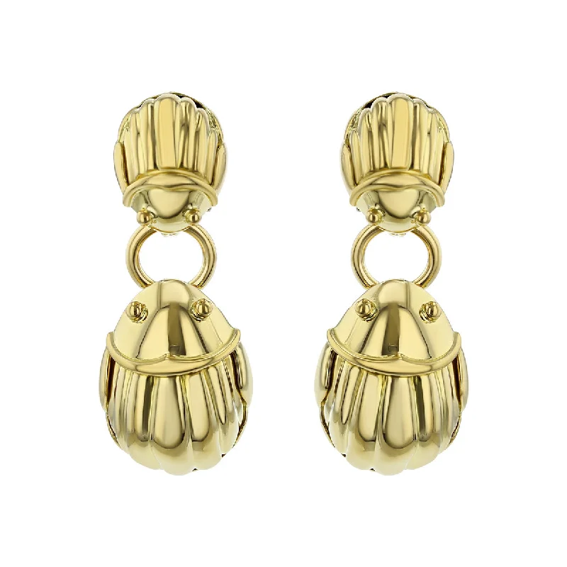 Unique Hoop Earrings-Tiffany 18K Yellow Gold Scarab Bug Beetle Earrings