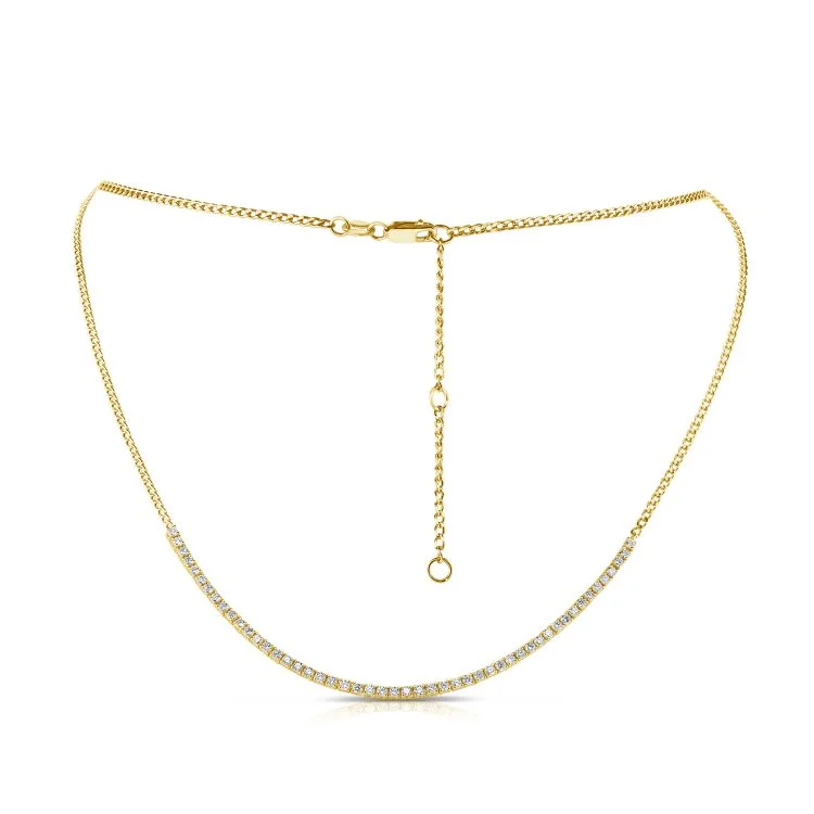 Charm Necklaces-14K Yellow Gold Diamond Tennis Necklace