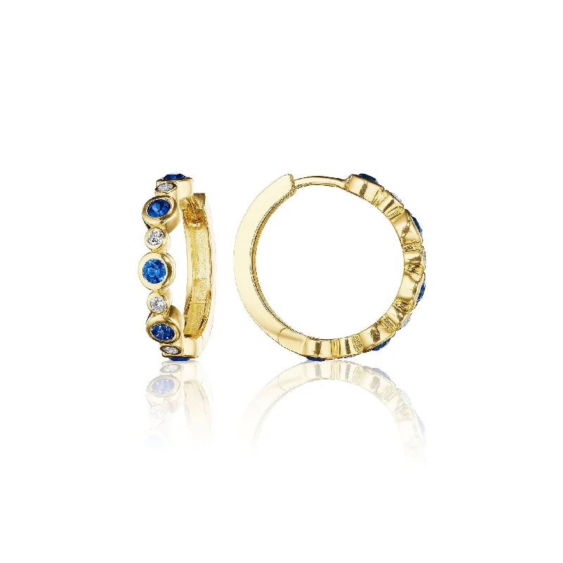 Tortoise Earrings-Blue Sapphire Aura Hoop Earrings