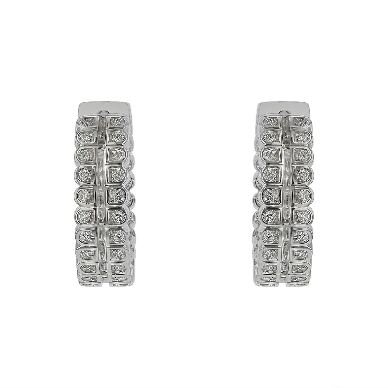 Iconic Earrings-Scallop Silhouette Diamond Hoop Earrings in 18K White Gold, 20.8mm