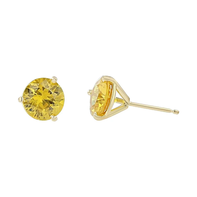 Elegant Diamond Earrings-18K Yellow Gold Yellow Sapphire Stud Earrings