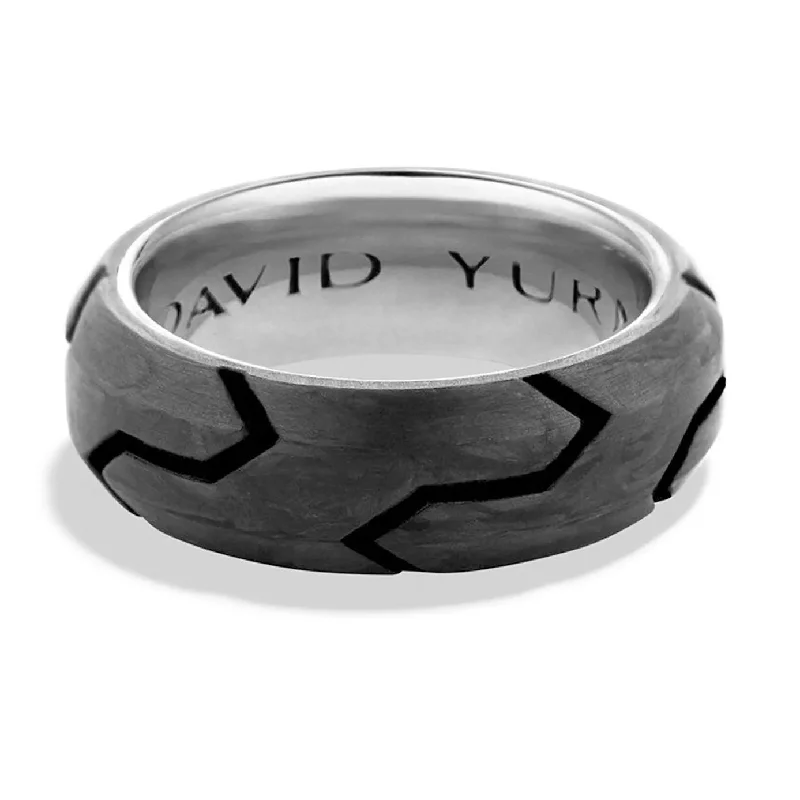 Big Diamond Rings-Pre-owned David Yurman Men's Forged Carbon Beveled Edge 8MM Band Size 13