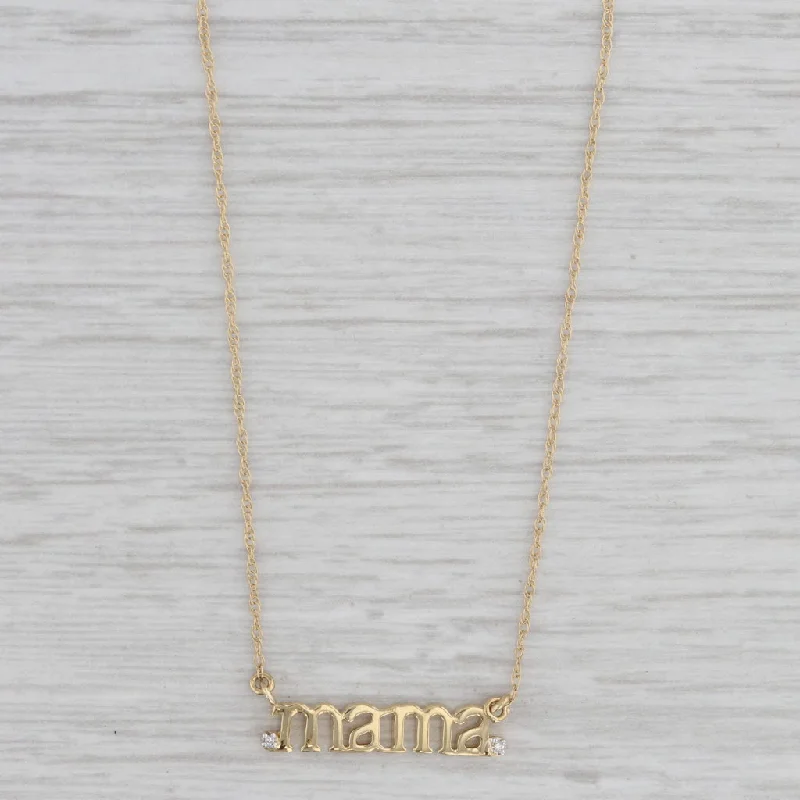 Gemstone Choker Necklaces-New Diamond Mama Pendant Necklace 10k Yellow Gold Adjustable Rope Chain