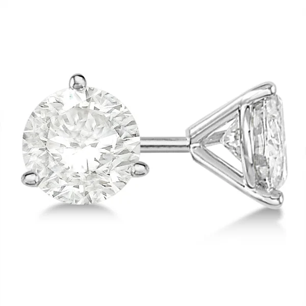 Dangle Earrings-14K WHITE GOLD 2 ROUND DIAMONDS=1.50CT  3 PRONG STUD EARRINGS