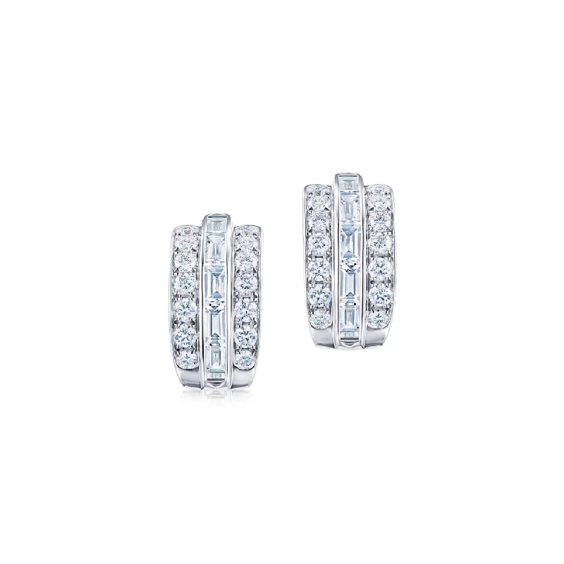 Simple Earrings-KWIAT Cascade Linear Huggie Earrings with Diamonds E-2509-0-DIA-18KW