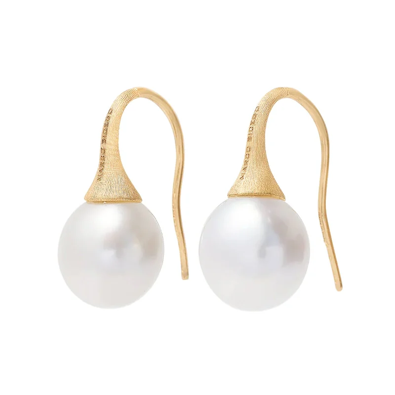 Artistic Earrings-White Freshwater Pearl Drop Earrings