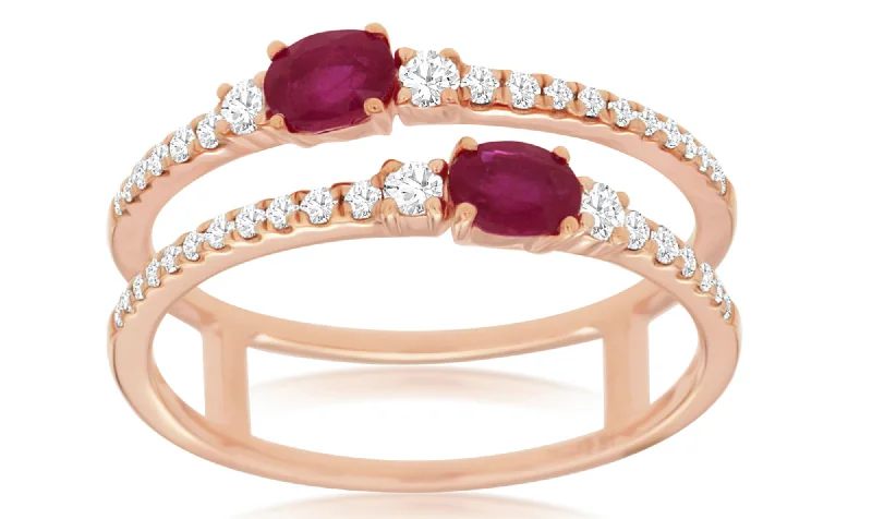 Gemstone Solitaire Rings-Double Ruby Ring